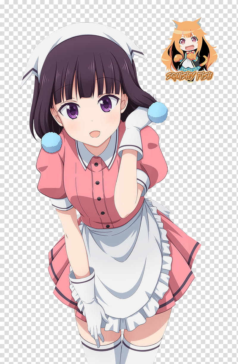 Sakuranomiya Maika Blend S Render Female Anime Character Wearing Pink And White Chamberlain Dress Illustration Transparent Background Png Clipart Hiclipart