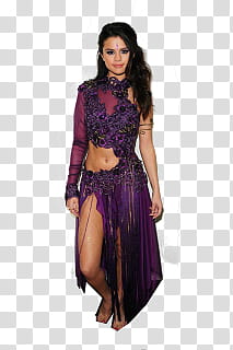 Recursos para scape, Selena Gomez in purple slit dress transparent background PNG clipart