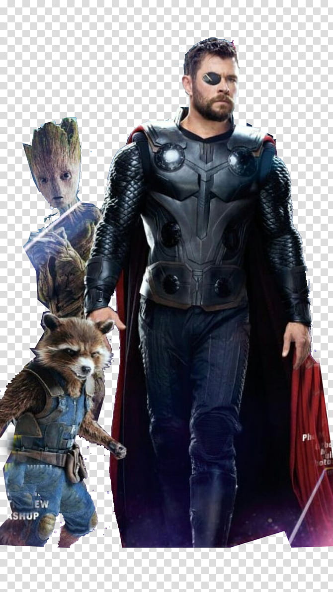 Avengers Infinity War, Thor, Rocket and Groot transparent background PNG clipart