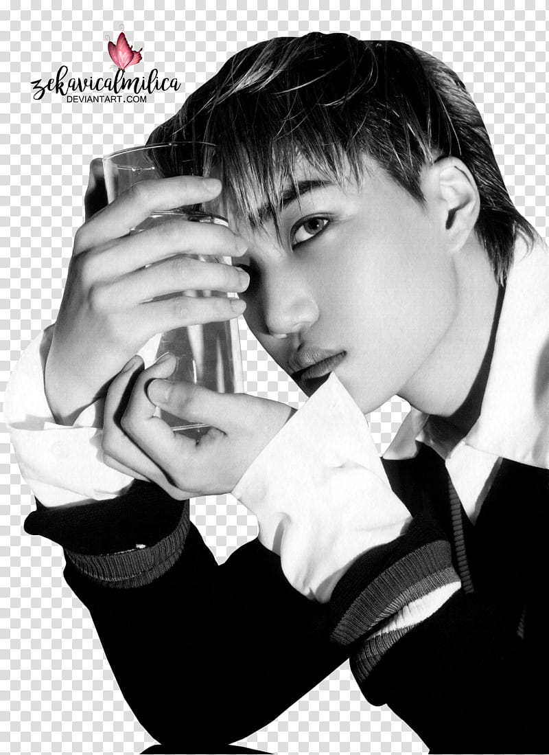 EXO Kai DMUMT UPDATED, man holding clear drinking glass transparent background PNG clipart