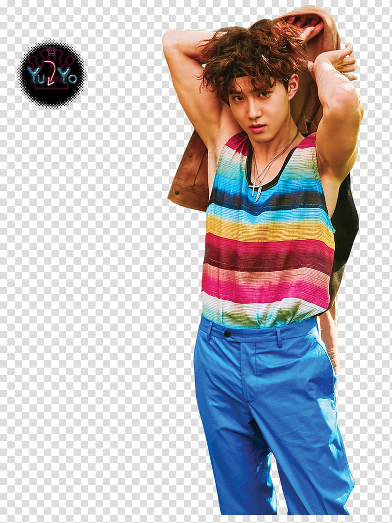 EXO THE WAR KO KO BOP, man wearing multicolored striped top transparent background PNG clipart