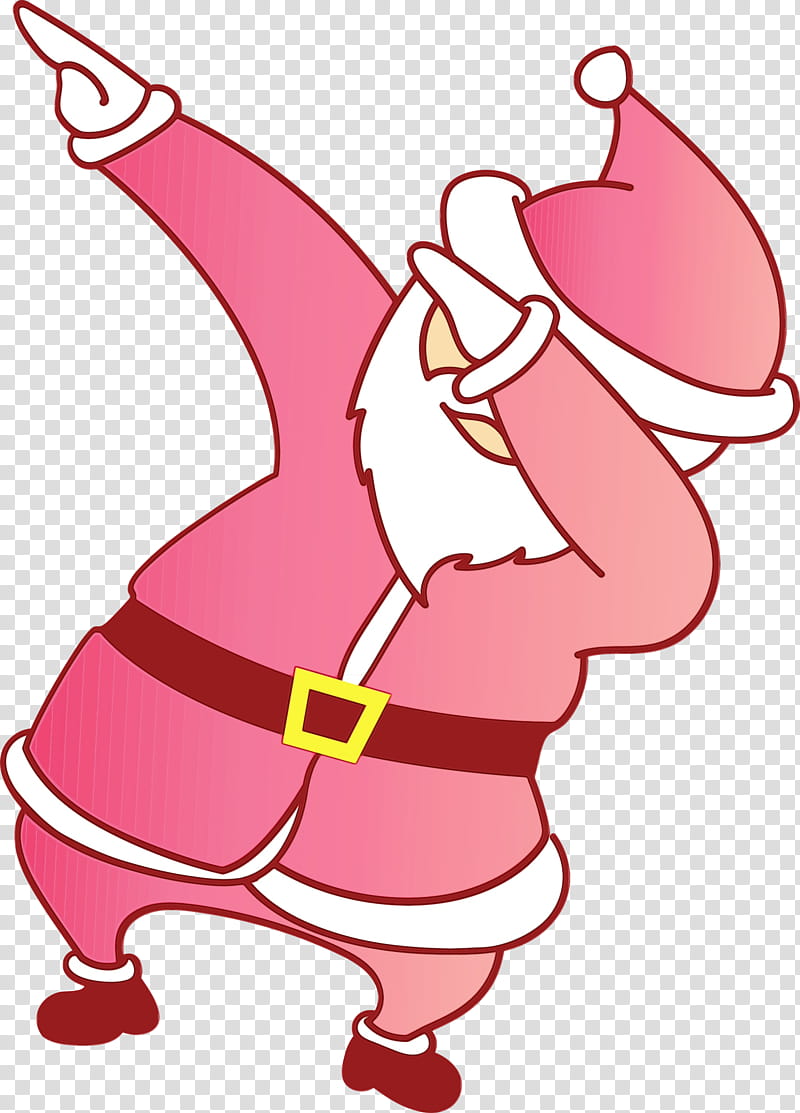pink cartoon magenta, Dabbing Santa, Watercolor, Paint, Wet Ink transparent background PNG clipart