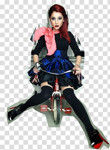 Ariana grande, woman riding trike transparent background PNG clipart