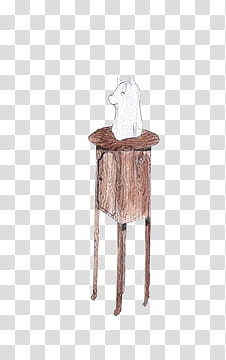 Senseless s, white bear head figurine on brown wooden end table illustration transparent background PNG clipart