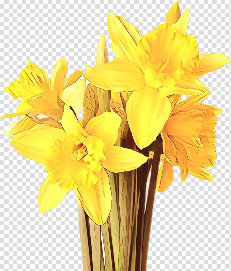 Artificial flower, Cartoon, Cut Flowers, Yellow, Vase, Petal, Narcissus, Plant transparent background PNG clipart