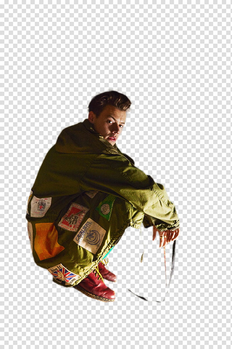HARRY STYLES, man in green jacket transparent background PNG clipart