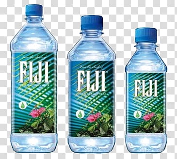 AESTHETIC GRUNGE, three Fiji bottles transparent background PNG clipart