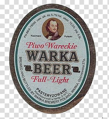 brown and white Warka Beer label transparent background PNG clipart
