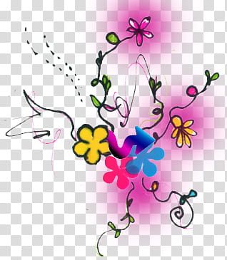 O Pretty arrow, yellow, blue, and pink flower transparent background PNG clipart