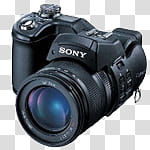 Digital cameras icons, sonycamera, black Sony DSLR camera transparent background PNG clipart