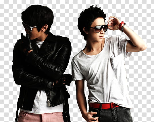 Super Junior M, two men wearing sunglasses while standing transparent background PNG clipart