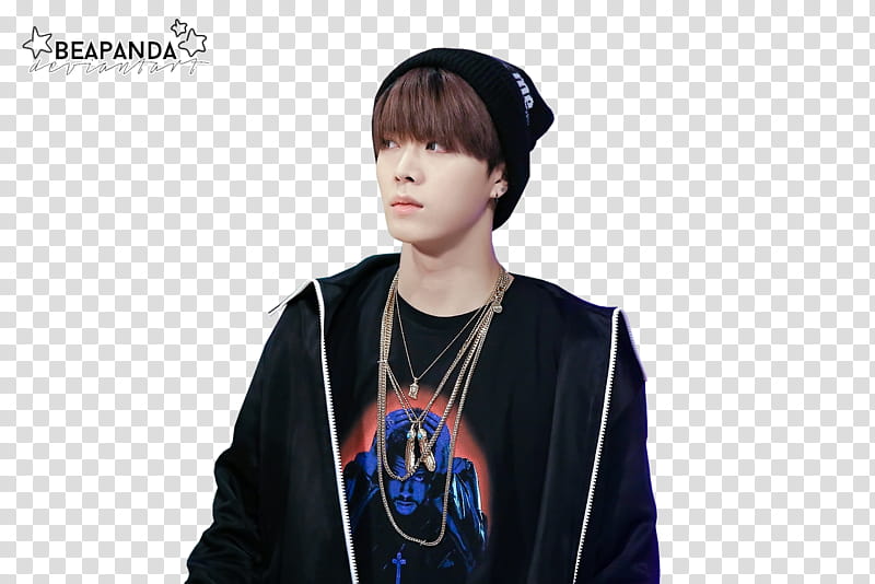 Yuta NCT, man in black hoodie and knit cap transparent background PNG clipart