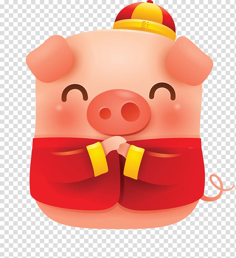 cute pig, Cartoon, Suidae, Snout, Toy, Smile transparent background PNG clipart