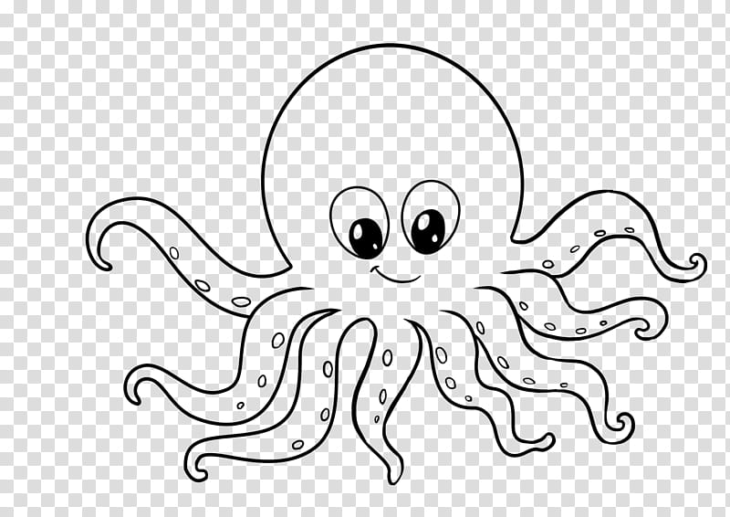 white octopus giant pacific octopus line art, Cartoon, Face transparent background PNG clipart
