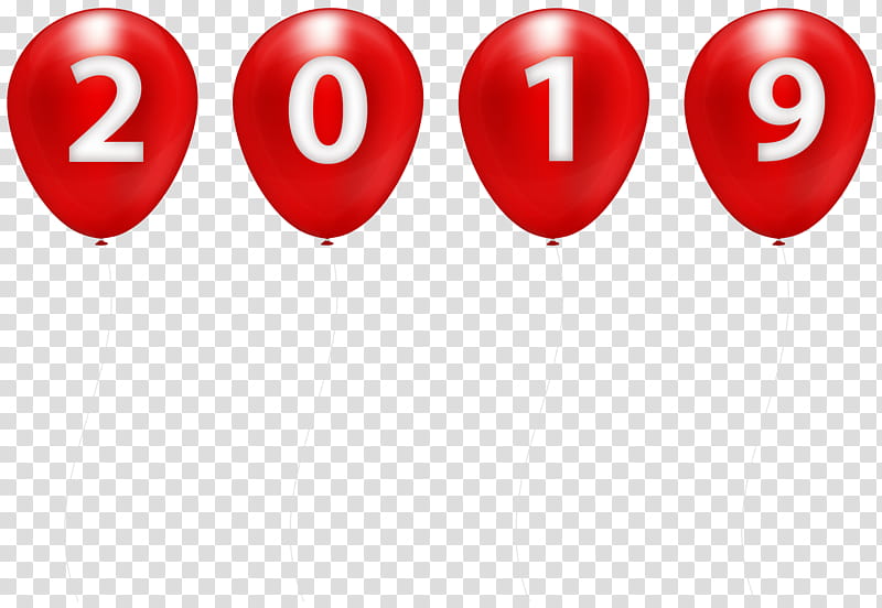 Happy New Year 2019, Balloon, Blog, Love, Red, Heart, Sign, Symbol transparent background PNG clipart