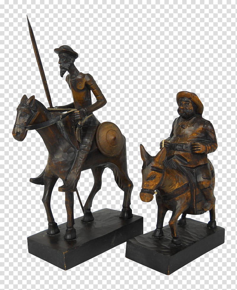 Knight, Don Quixote, Sancho Panza, Statue, Wood Carving, Sculpture, Bronze Sculpture, Figurine transparent background PNG clipart