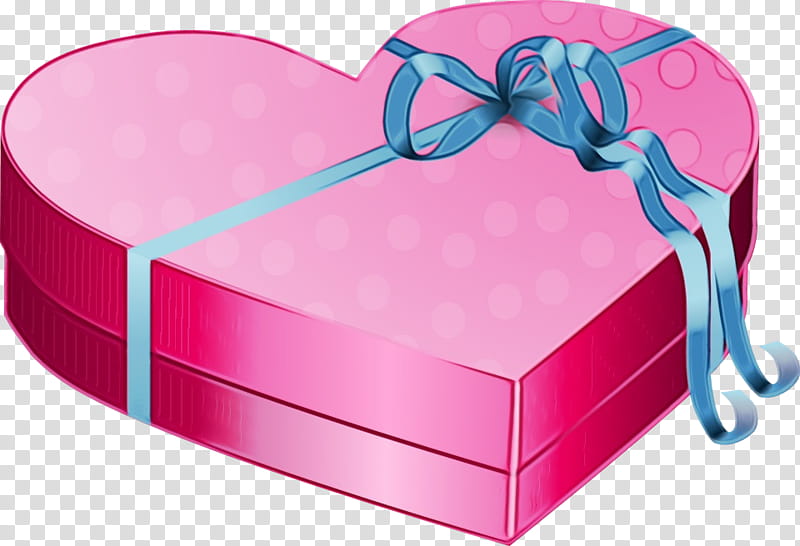 Turquoise Christmas Gift Box with Pink Ribbon PNG