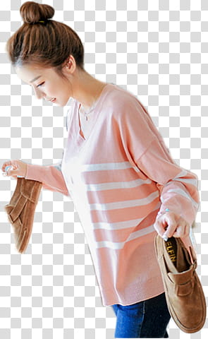 woman holding brown shoes transparent background PNG clipart