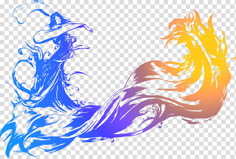 Final Fantasy X logo, blue and orange transparent background PNG clipart