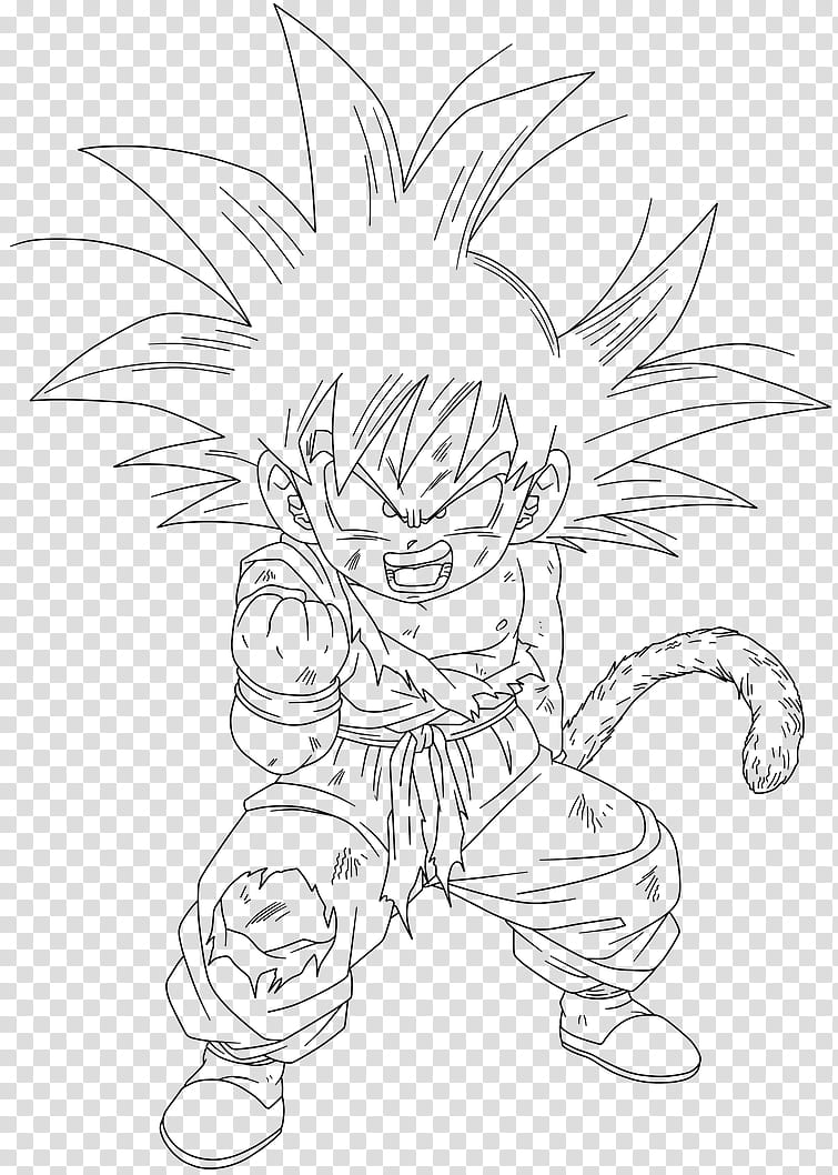 Dragon Ball, Kid Goku , lineart transparent background PNG clipart