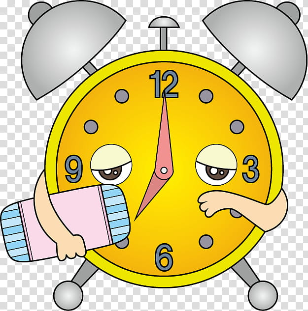 Sleep, Clock, Alarm Clocks, Text, Paper Clip, Cartoon, Yellow transparent background PNG clipart