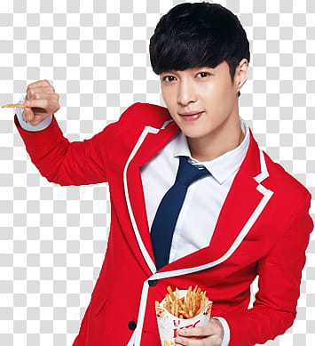 EXO KFC CHINA, man holding fried transparent background PNG clipart
