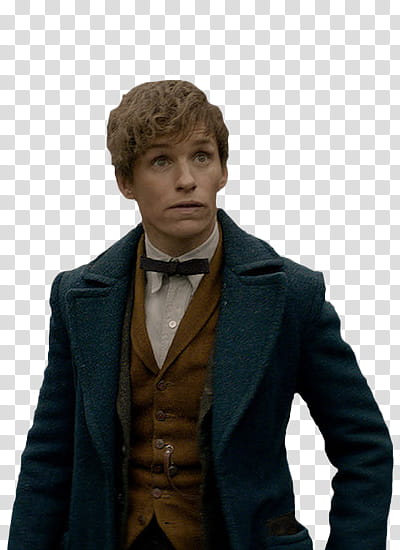 Eddie Redmayne Newt Scamander, standing The Fantastic Beast and Where to Find Them Eddie Redmayne wearing blue suit transparent background PNG clipart