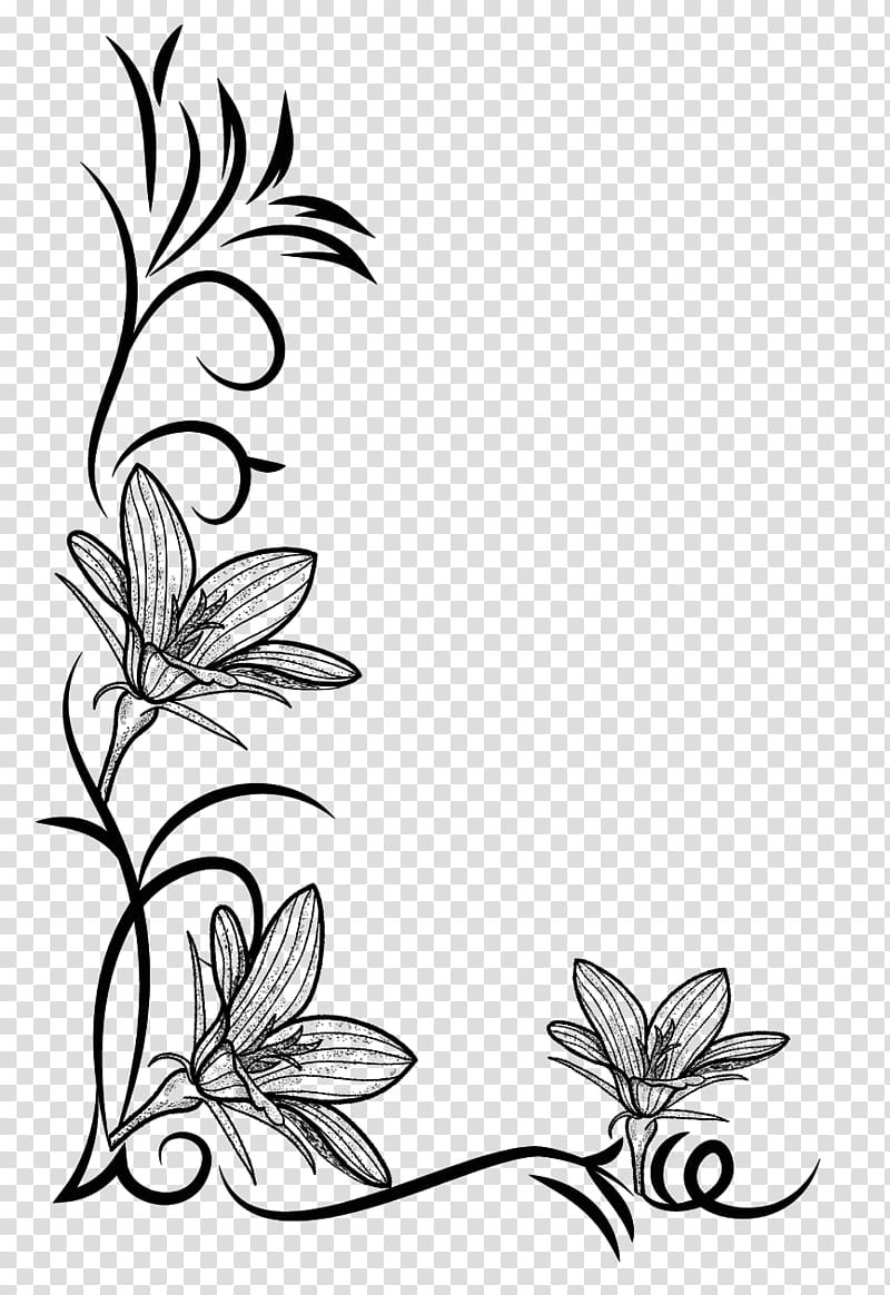 Flowers Brushes Sets, black flower frame transparent background PNG clipart