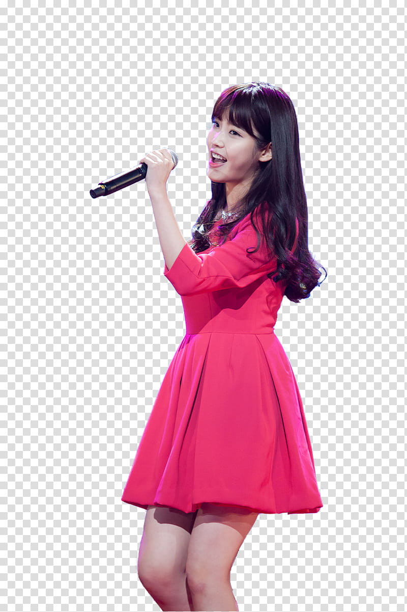 IU, woman holding microphone transparent background PNG clipart