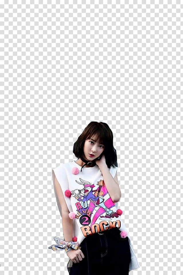 EXID HOT PINK, woman wearing white and pink Bugs Bunny shirt transparent background PNG clipart