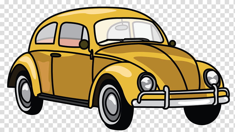 Classic Car, Volkswagen Beetle, Drawing, Volkswagen New Beetle, Vehicle, 2019, Silhouette, Yellow transparent background PNG clipart