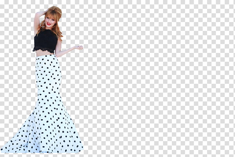 , women's black and white polka-dot floor length skirt transparent background PNG clipart