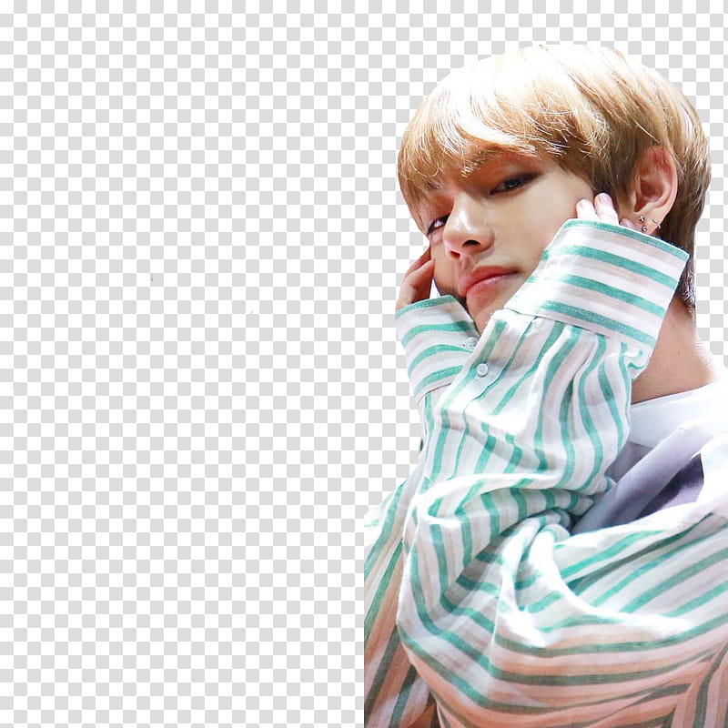 TAEHYUNG BTS, person touching own cheek transparent background PNG clipart