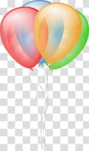 Ballons, red, orange, green, and blue balloons illustration transparent background PNG clipart