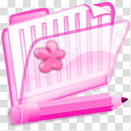pink and white pencil folder icon transparent background PNG clipart