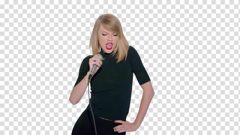 Taylor Swift  Shake it Off, Taylor Swift holding microphone while left hand akimbo transparent background PNG clipart