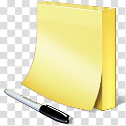 Vista RTM WOW Icon , Sticky Notes, yellow papers and white pen icon transparent background PNG clipart