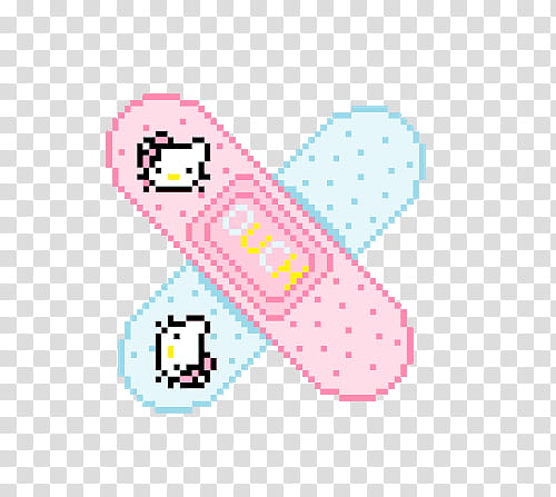 PIXEL KAWAII S, pink and blue band-aid illustration transparent background PNG clipart
