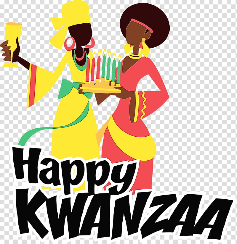 logo font celebrating, Kwanzaa, Happy Kwanzaa, Watercolor, Paint, Wet Ink transparent background PNG clipart