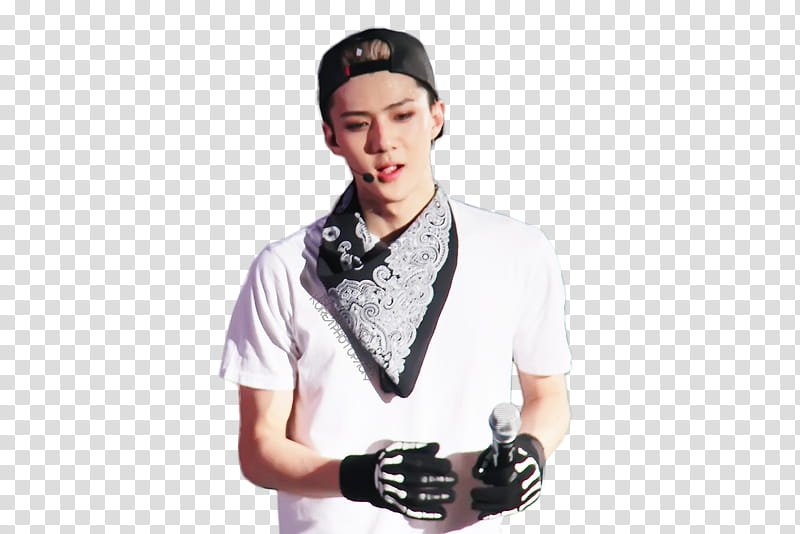 Sehun EXO , man standing while holding microphone transparent background PNG clipart