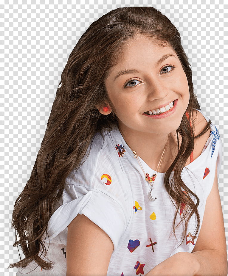 Karol Sevilla Soy Luna, smiling girl in white shirt transparent background PNG clipart