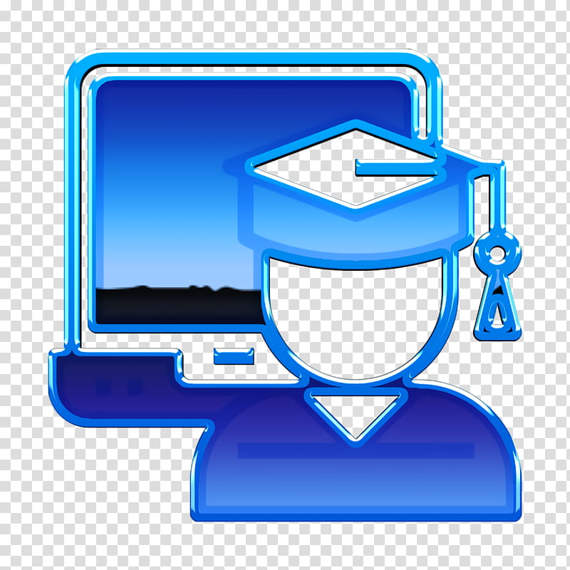 Book and Learning icon Graduate icon Laptop icon, Electric Blue, Computer Icon, Symbol, Computer Monitor Accessory, Logo transparent background PNG clipart