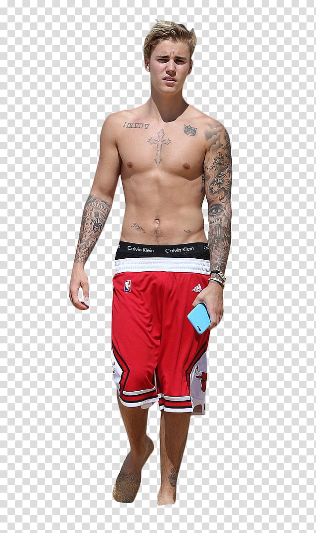 Justin Bieber , men's red shorts transparent background PNG clipart