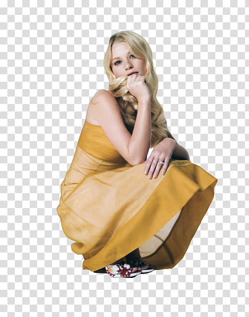 EMILIE DE RAVIN ASSJAY, woman in yellow dress transparent background PNG clipart