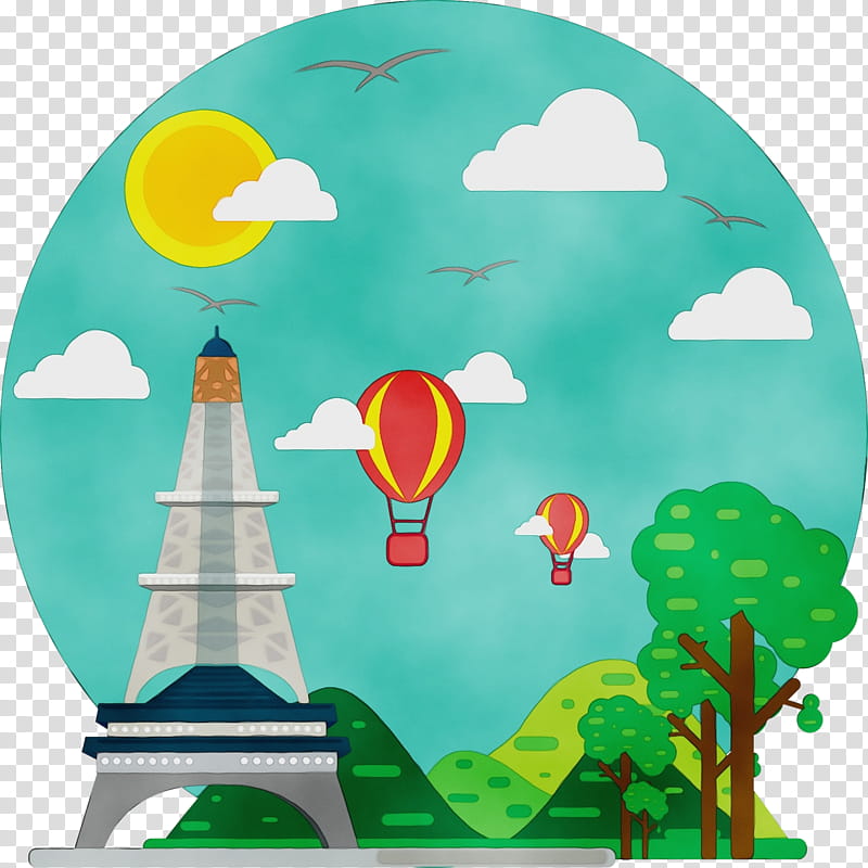 Hot Air Balloon Watercolor, Paint, Wet Ink, Cartoon, Desktop , Computer, Organism, Sky transparent background PNG clipart