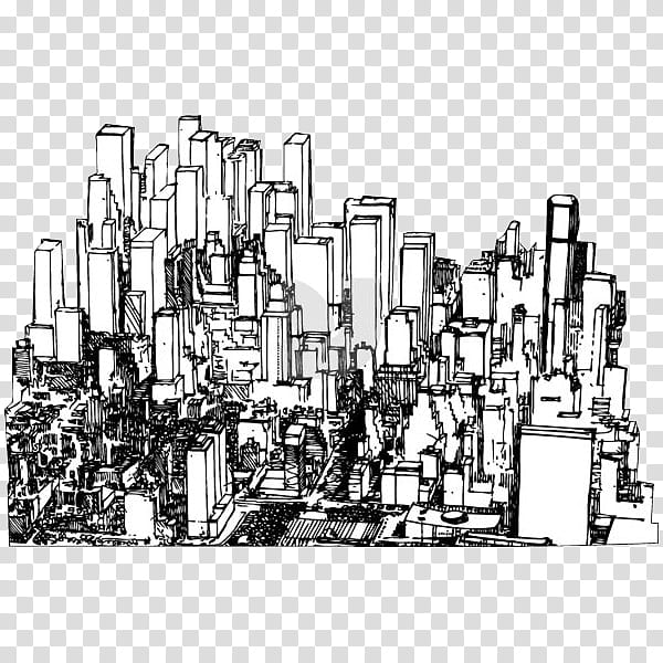 BLACK AND WHITE S, high-rise buildings artwork transparent background PNG clipart