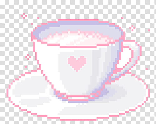 PASTEL PIXELS IV, white and pink teacup art transparent background PNG clipart