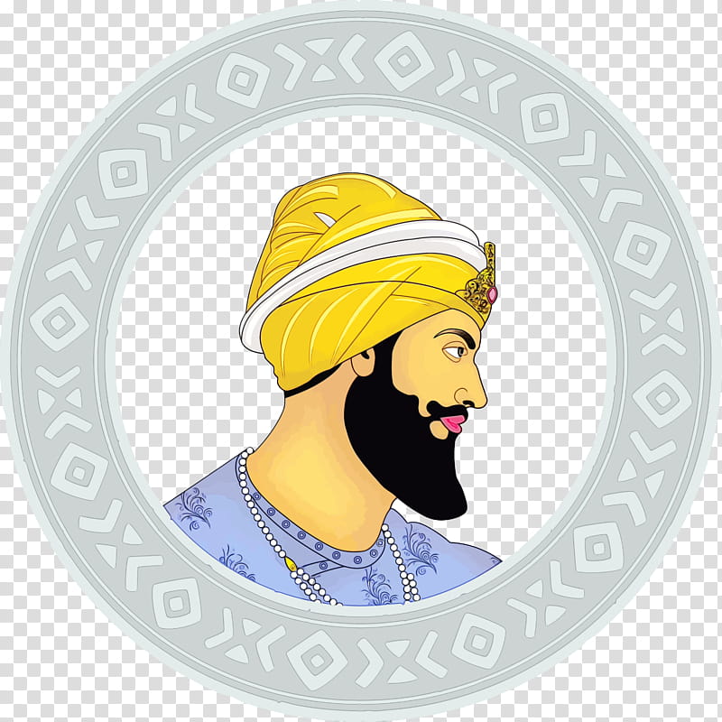 Moustache, Guru Gobind Singh Jayanti, Govind Singh, Watercolor, Paint, Wet Ink, Turban, Yellow transparent background PNG clipart