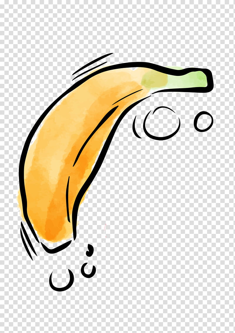 Banana, Banaani, Fruit, Yellow, Orange, Beak, Line transparent background PNG clipart