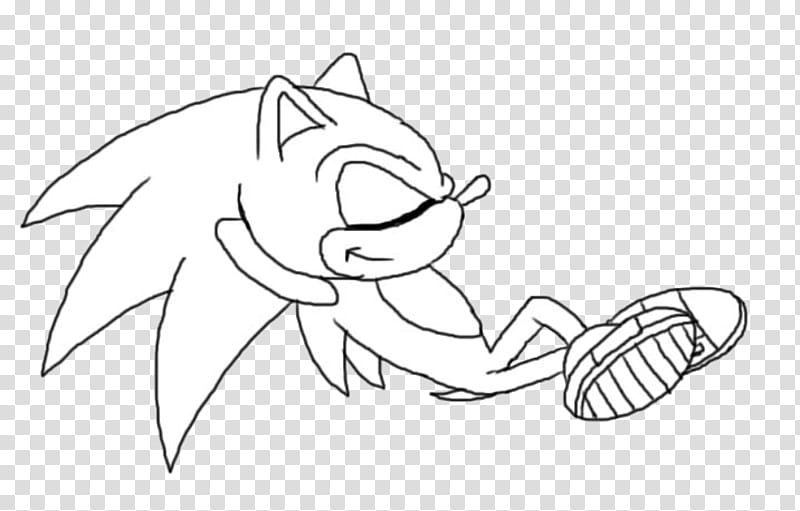 sonic the hedgehog laying down, not coloured, Sonic Hedgehog line art transparent background PNG clipart